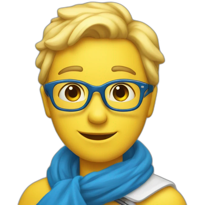gelbes Herz mit blauem Schal emoji
