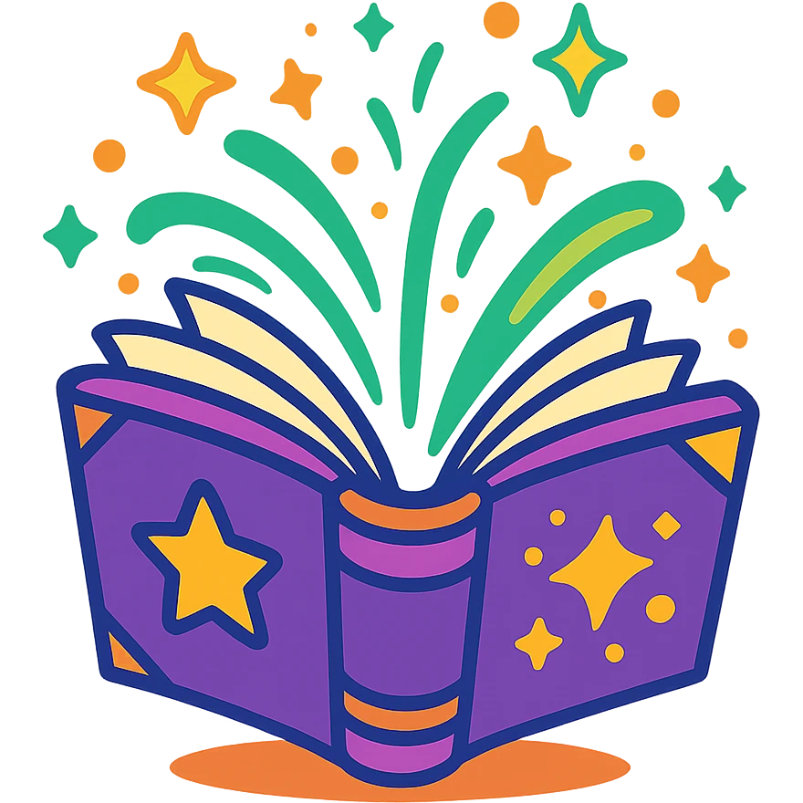 animated icon of a magic book opening with vibrant colors, glowing magical effects, dynamic motion emoji