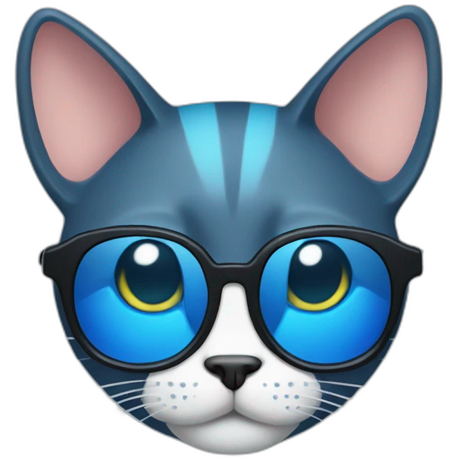 a blue kawaï cat round ears wearing sunglasses emoji