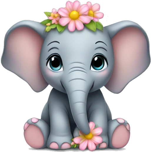 baby elephant with flowers  emoji