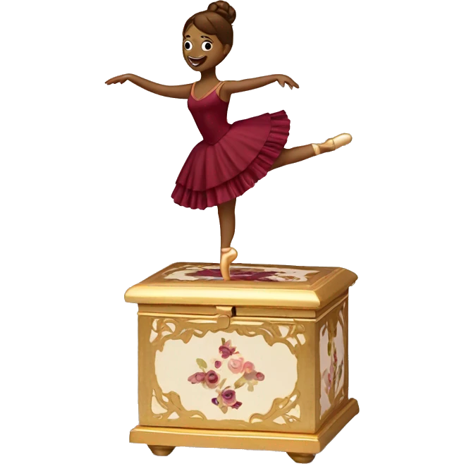 burgundy music box with ballerina emoji