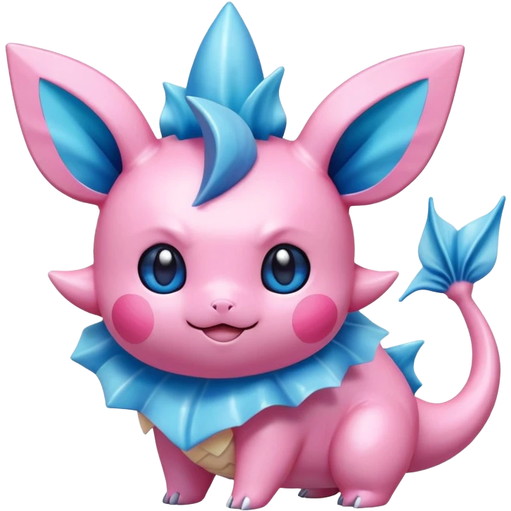 Shiny colorful Vaporeon-Clefairy-Pokémon-hybrid-creature emoji