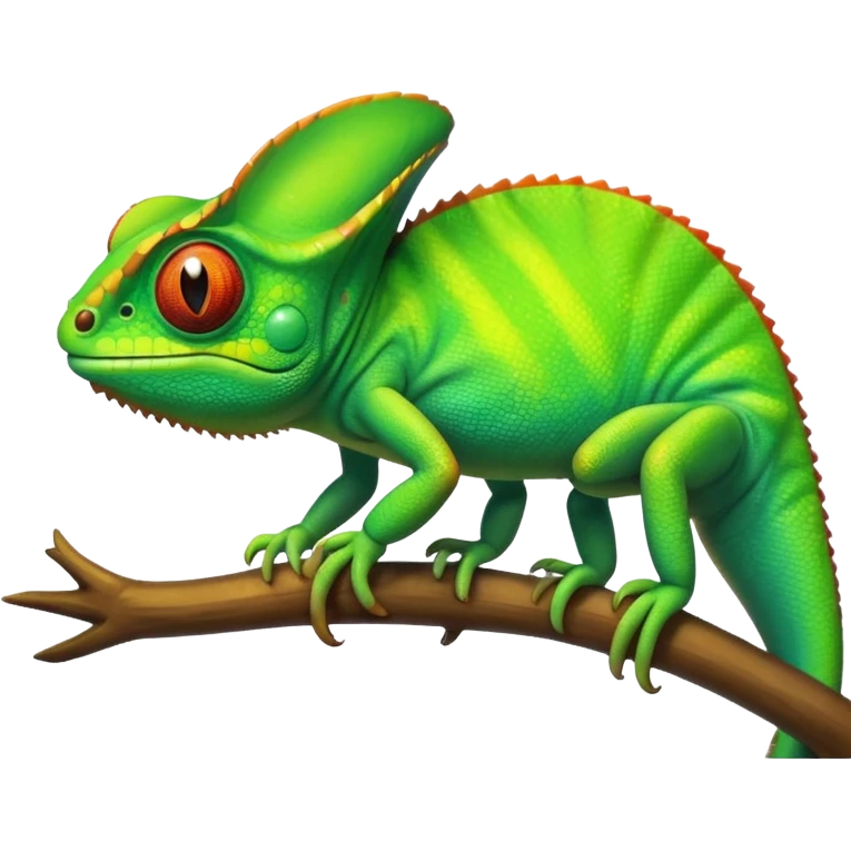 please create an animated color changing emoji that can be used as favicon . the default colour must be green and then its colour must change. the chemeleon should look to the left side. The chemeleon should look happy emoji