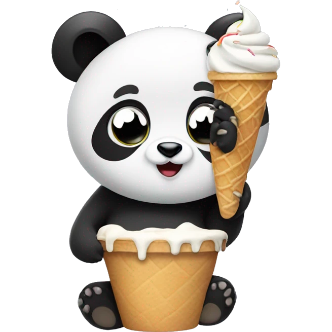 Panda eating ice cream emoji