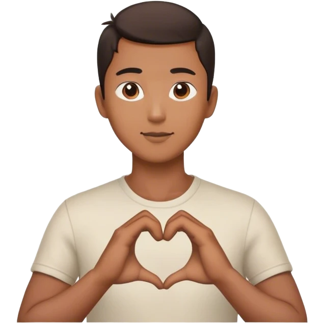 asian man with two hands heart shaped emoji