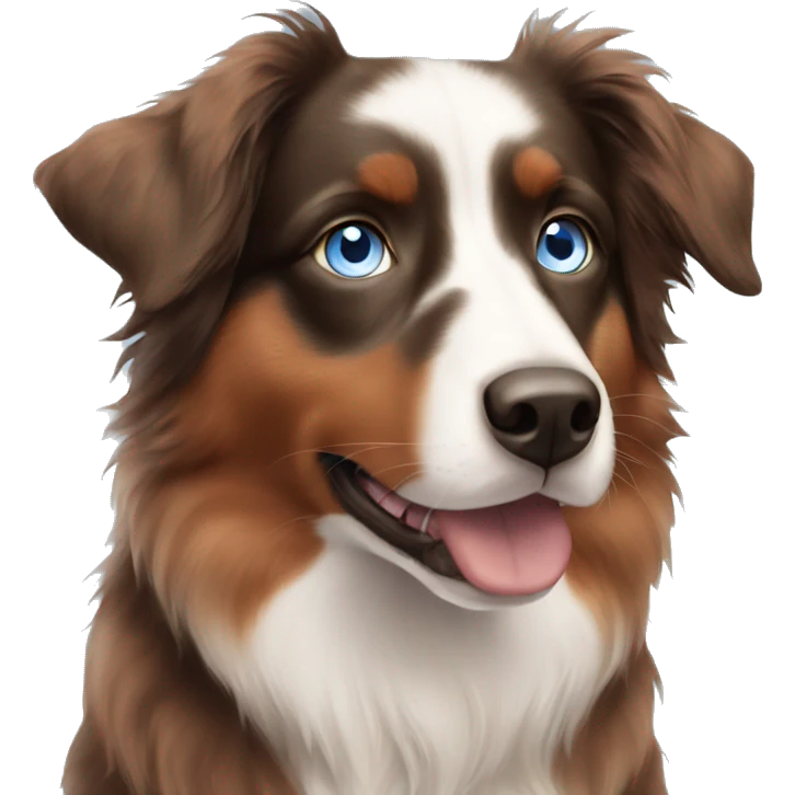 Red Australian shepherd with blue eye emoji