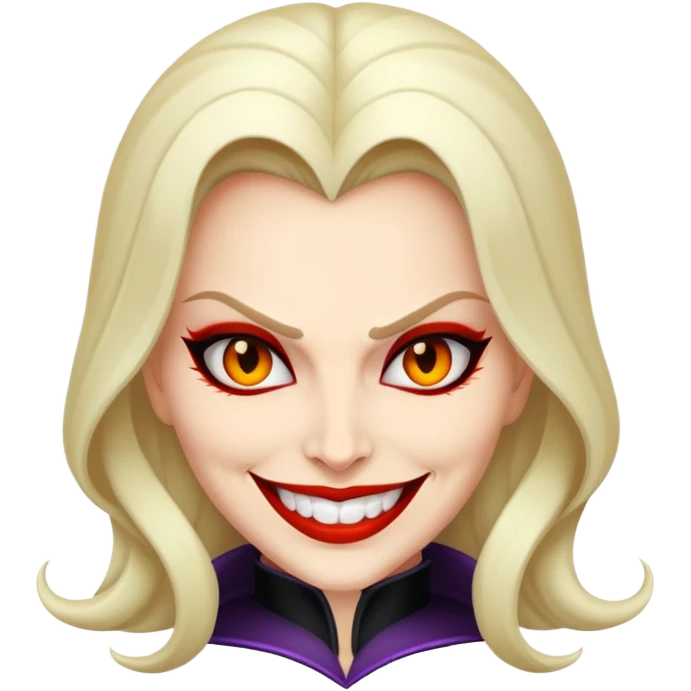 female villain with a sinister smile emoji