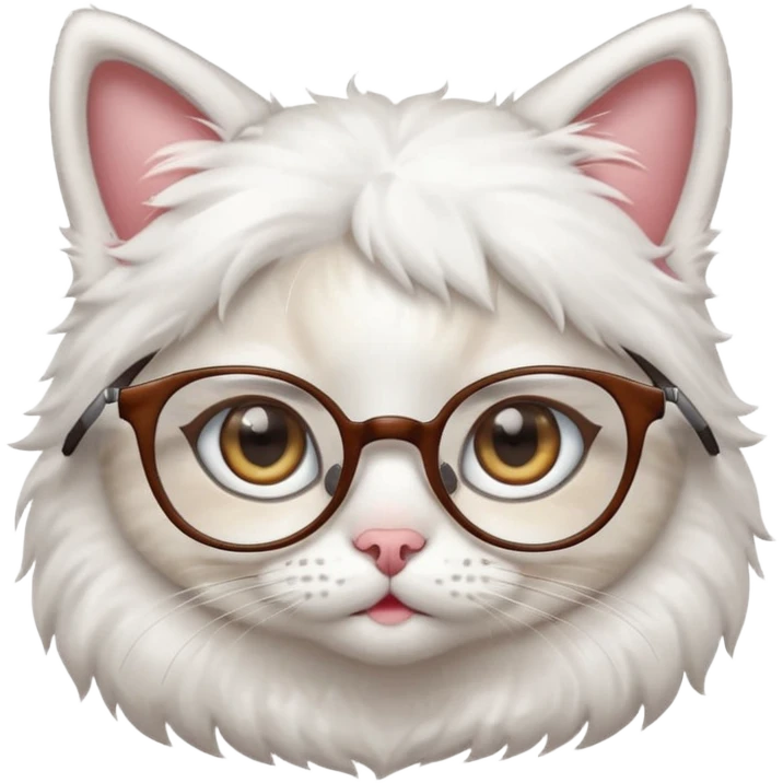 cute girl cat with big glasses emoji