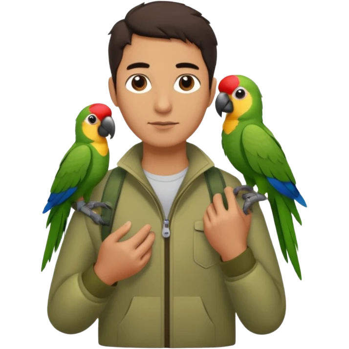 Walker + parrot on shoulder, Pet Walkers, Full body emoji