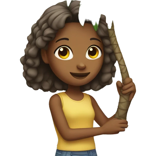 Girl carrying a small palm tree emoji