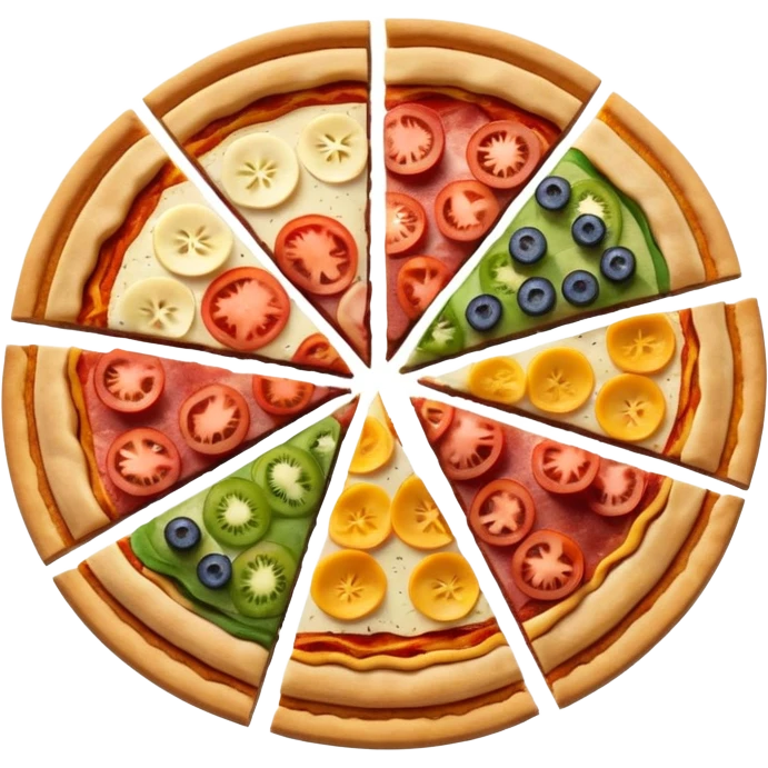 a pie chart sitting on top of a pizza  which has no other toppings emoji