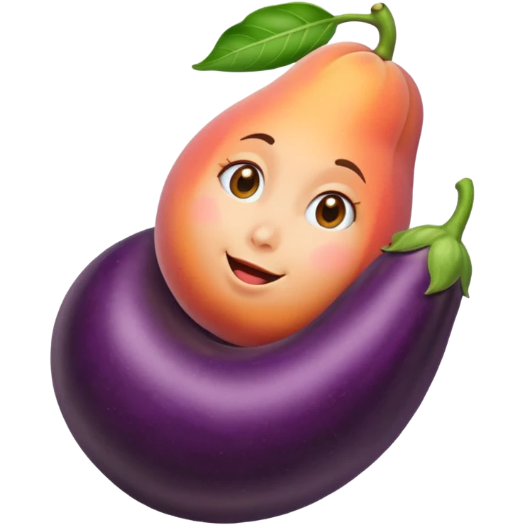 Peach sit on eggplant emoji