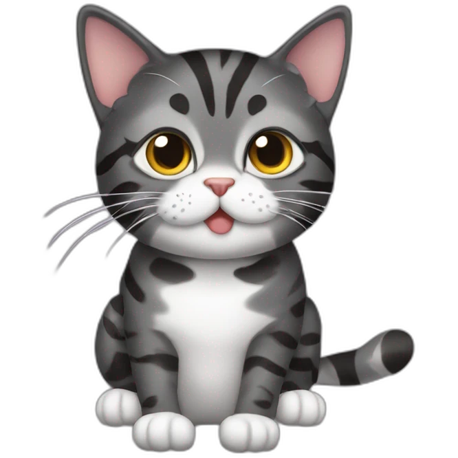 Black mackerel tabby cat blowing kiss emoji
