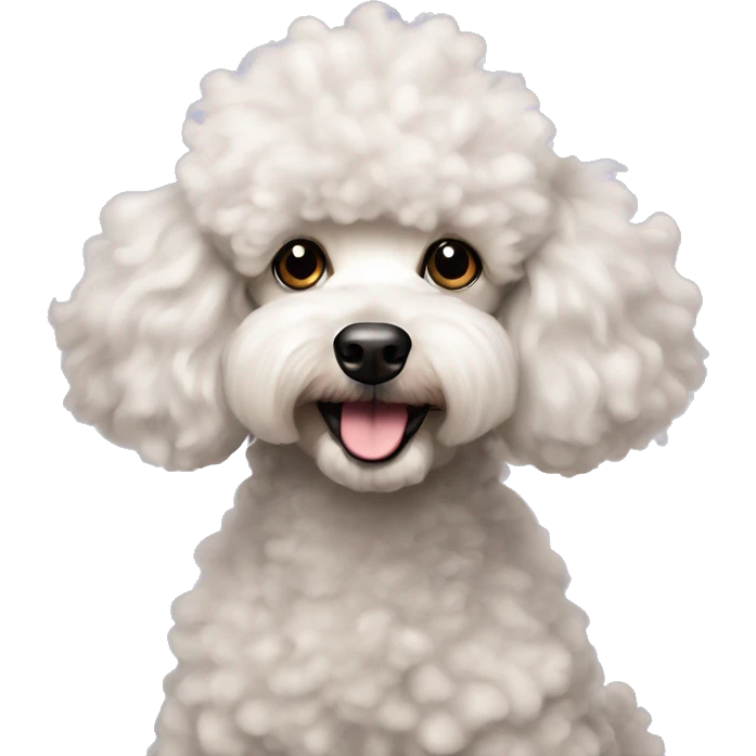 Fluffy mini poodle gazing at viewer emoji