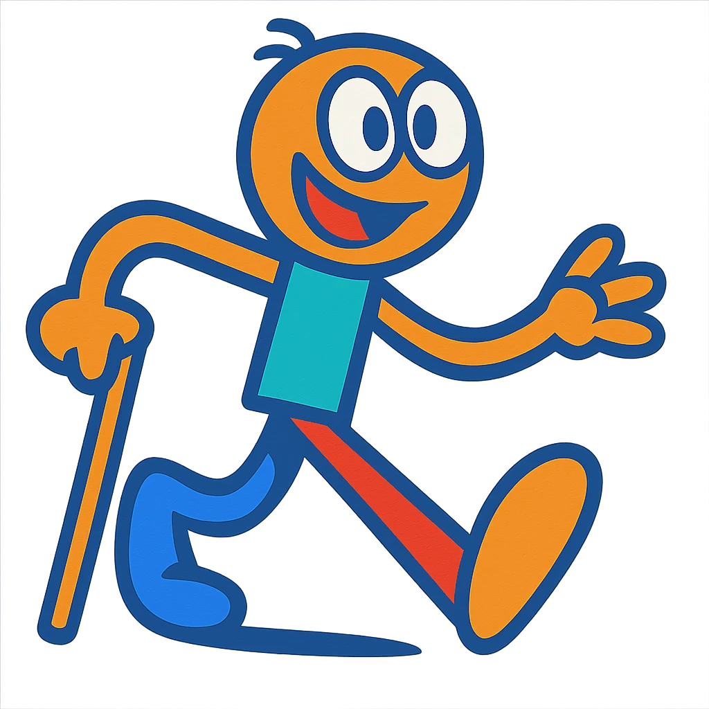 walking stickman, energetic and fun vibrant toon style emoji