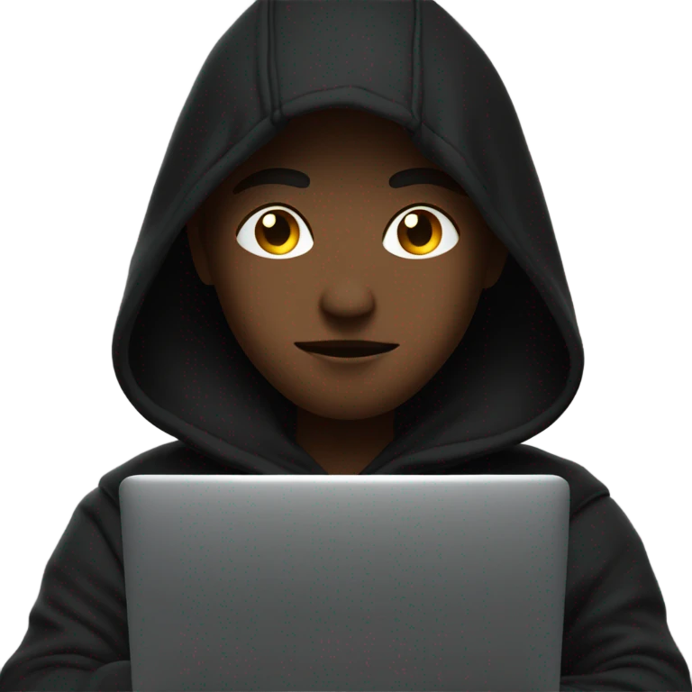 A hacker with black hoodie emoji