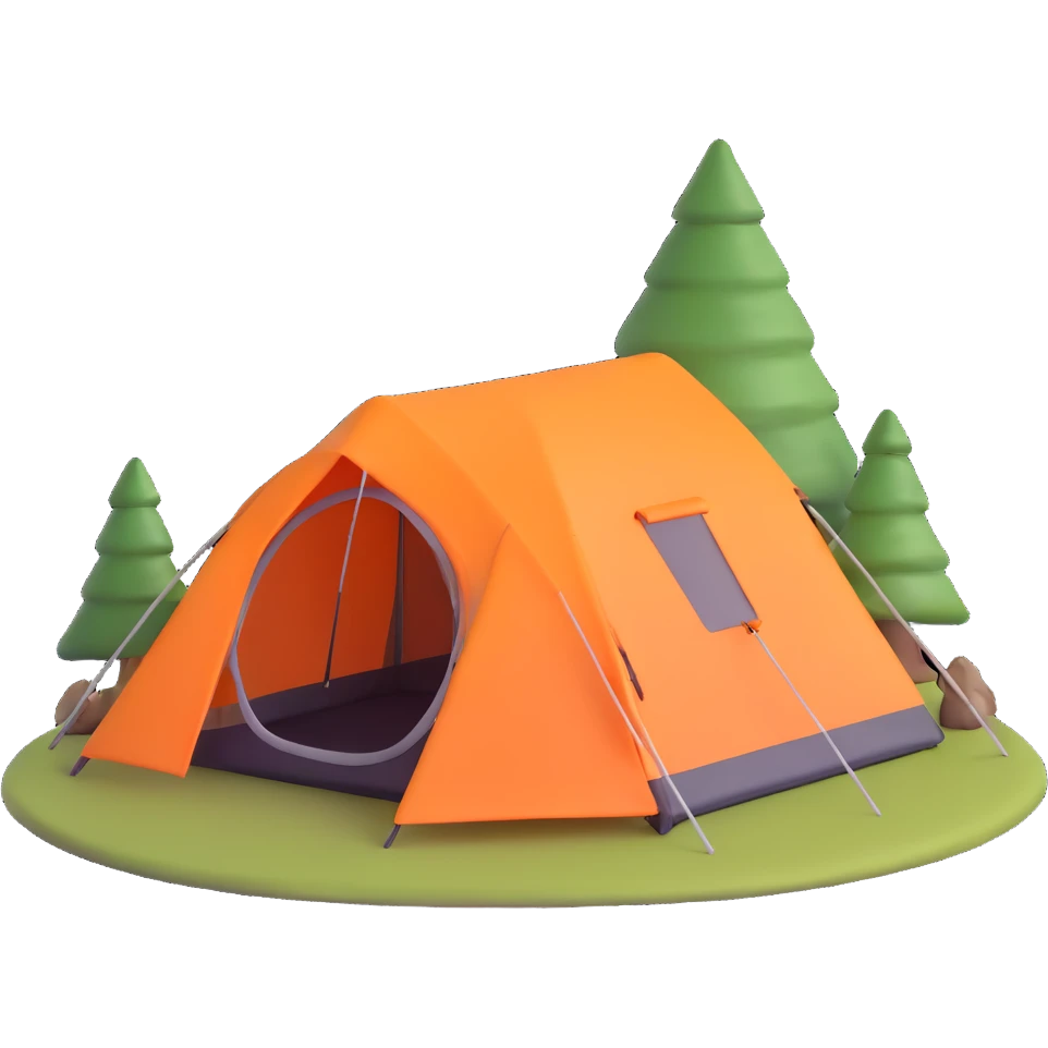 white and green camping tent emoji