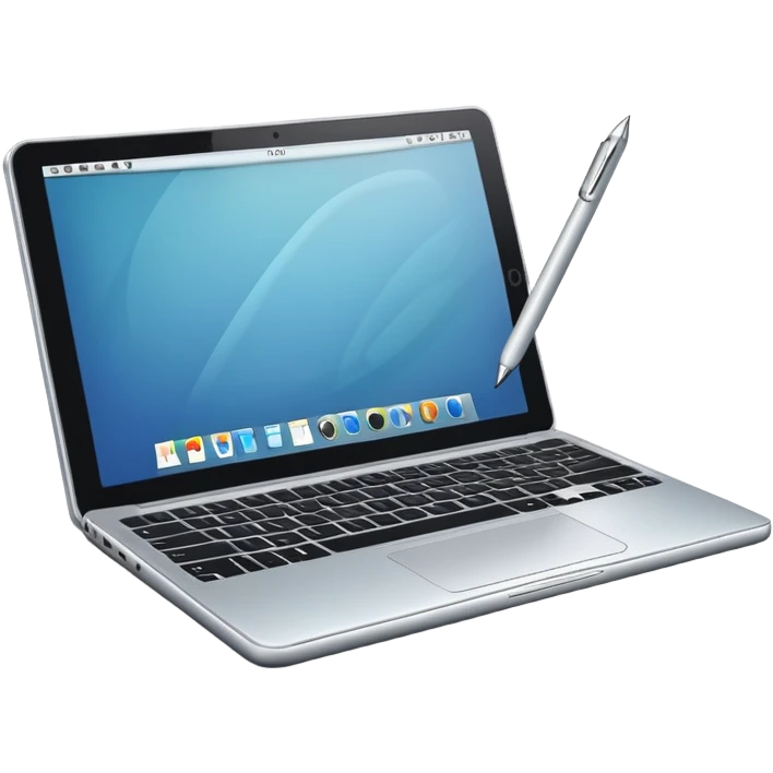 digital drawing laptop with a stylus resting on top emoji