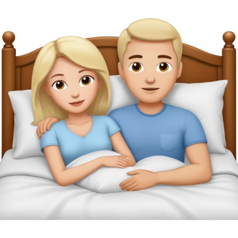 Lightskinner guy and white girl  in bed emoji