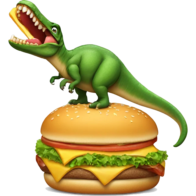 Dinosaur eating a burger emoji