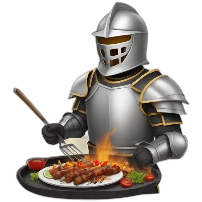 helmeted knight eating filipino bbq emoji