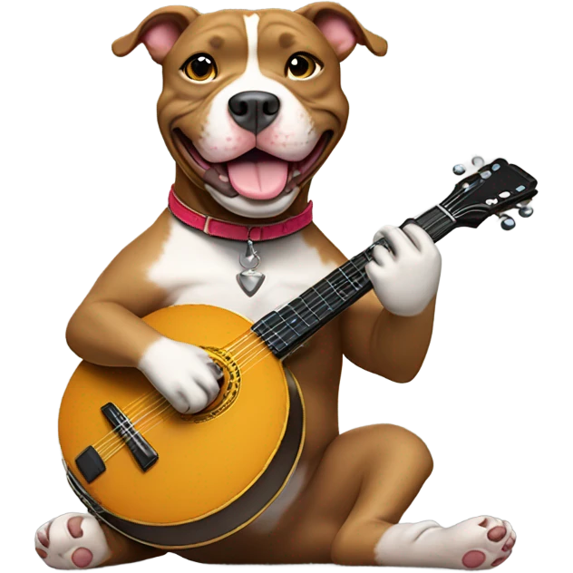 Pitbull playing banjo emoji