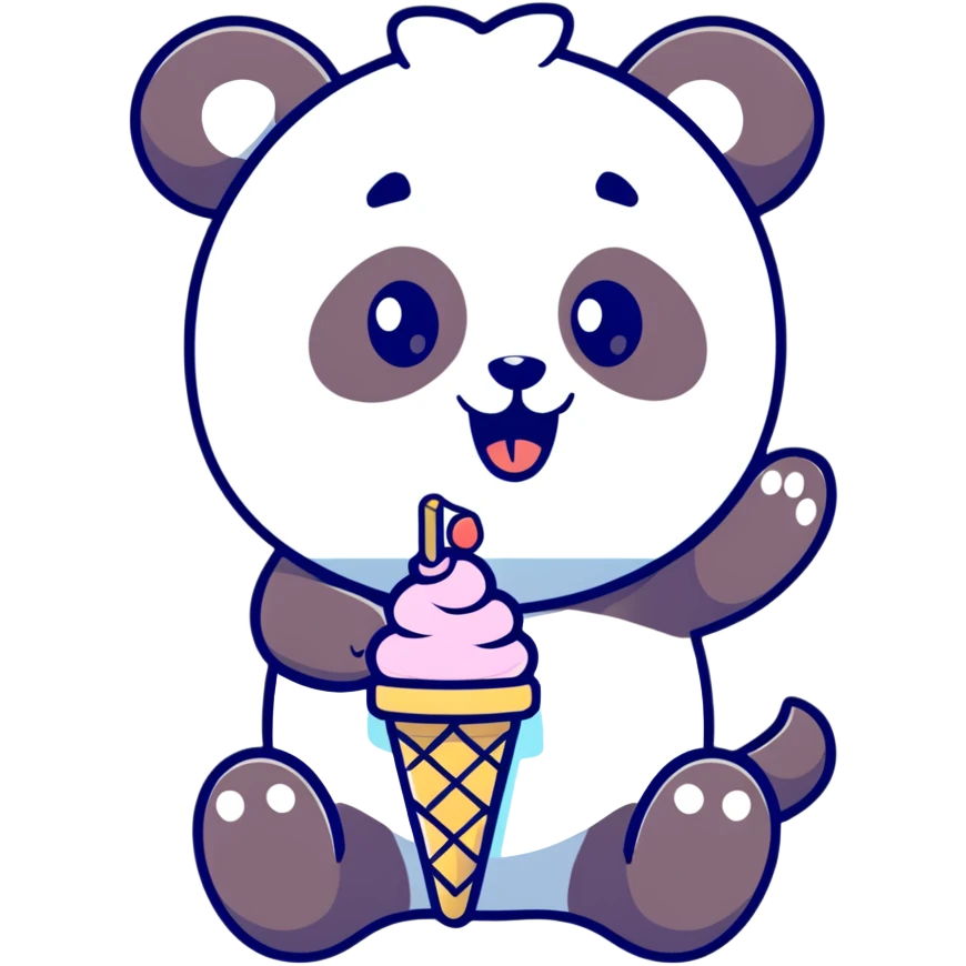 panda eating ice cream emoji