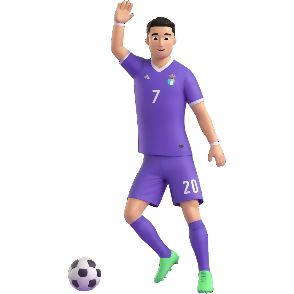 soccer player inspired by Cristiano Ronaldo doing his signature Siuu celebration emoji