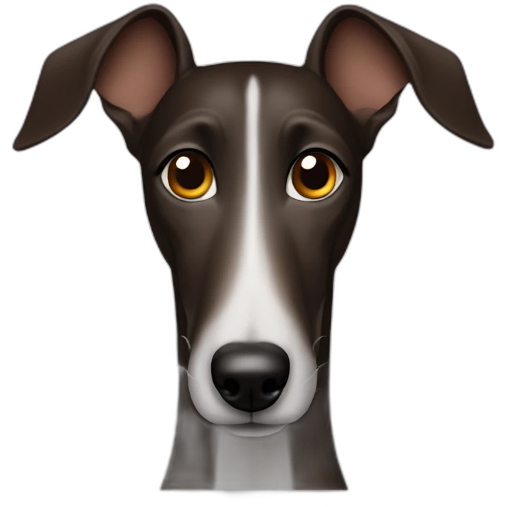 Dark brown greyhound with upwards pointed ears emoji