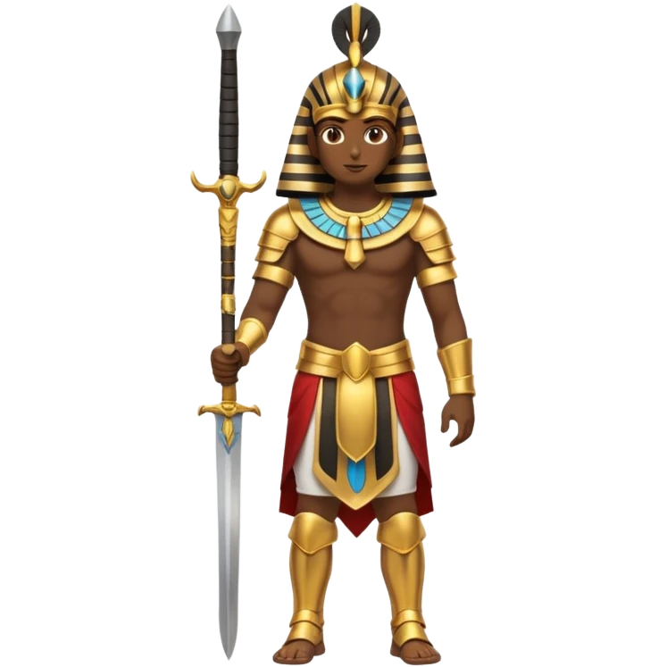fullbody egyptian ancient soldier with sword and golden armor emoji