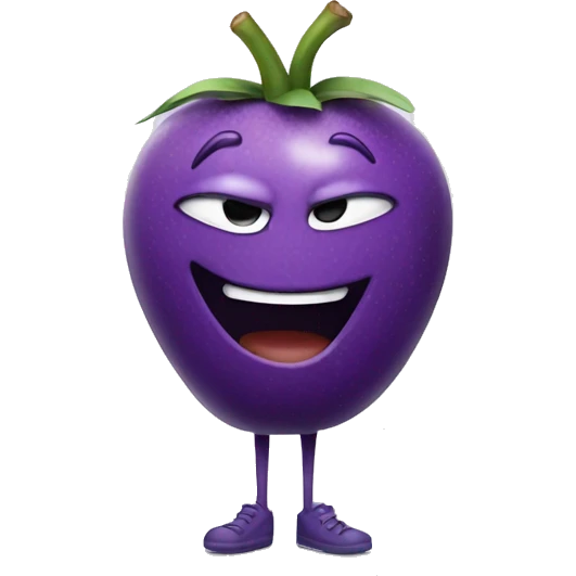 purple fruit grinning with legs  emoji