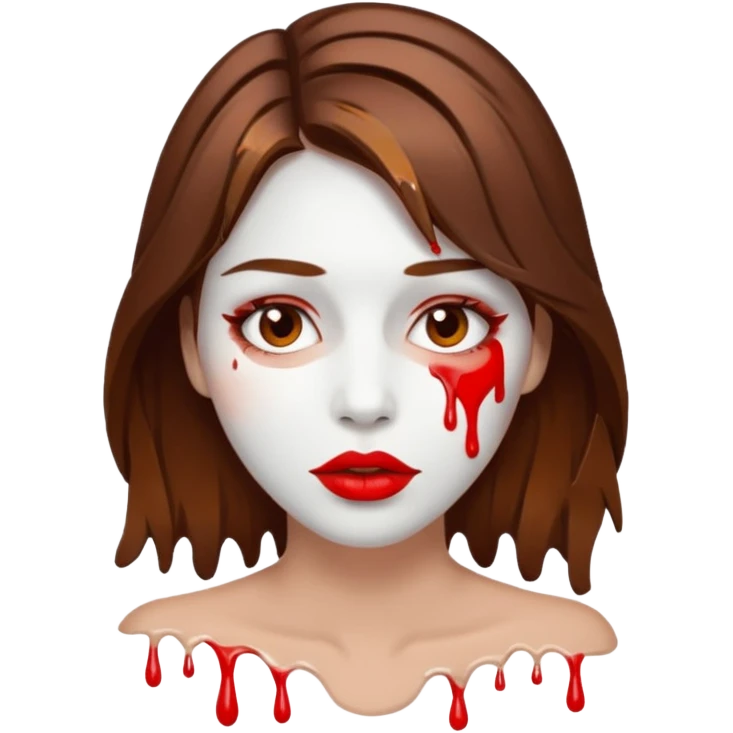 Brown Hair, Woman, white paint drip, face, hot, Sexy, lips emoji