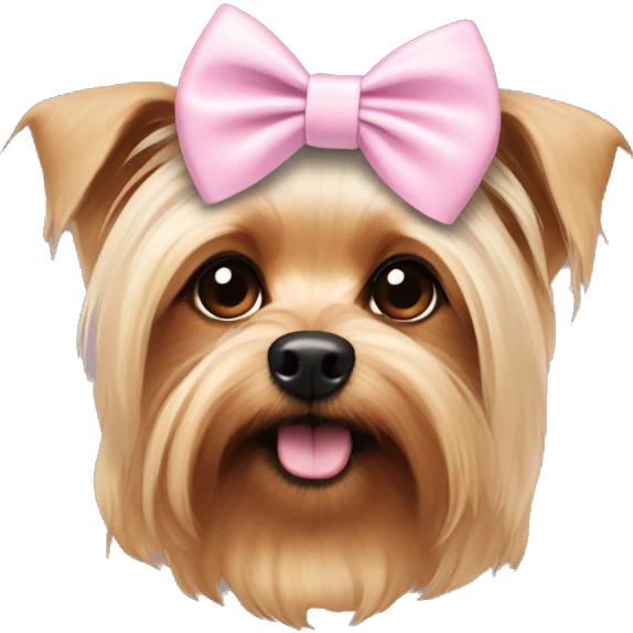 Light pink bow on a Yorkshire terrior dog  emoji