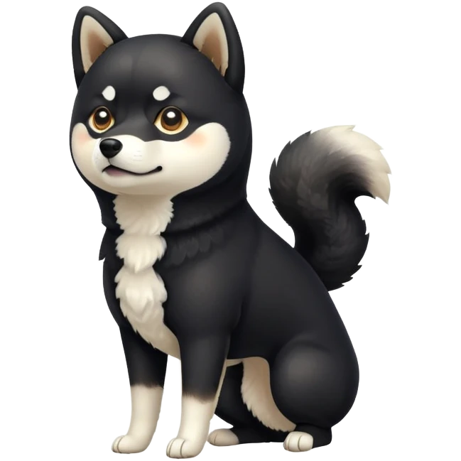 cute black Shiba Inu dog standing full body view emoji