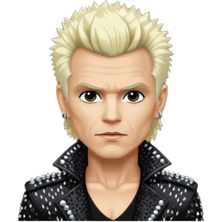 Billy Idol with white blonde hair, black sequin outfit  emoji