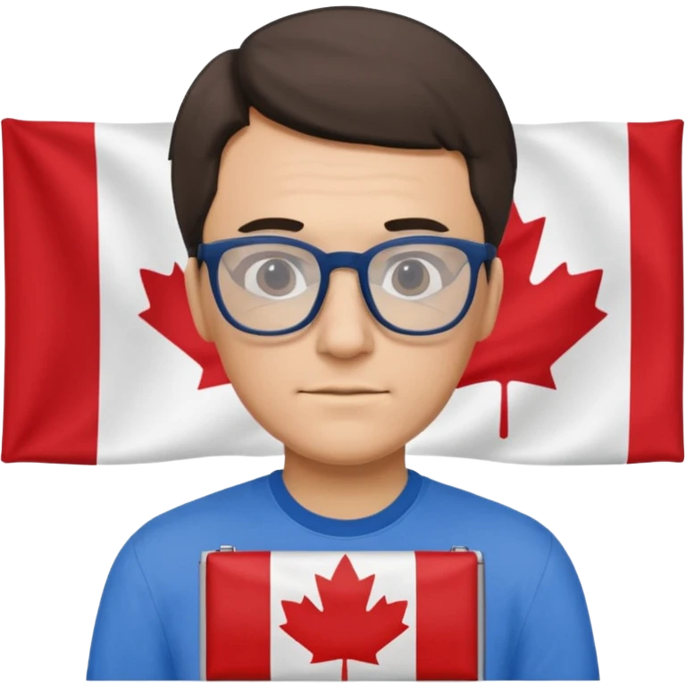 A man studying with a flag of Canada in the background emoji