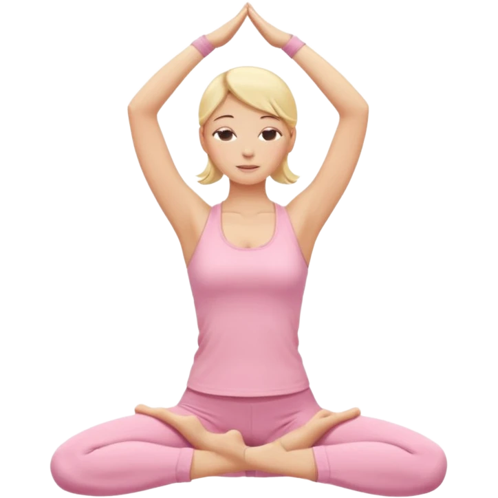 blonde yoga girl light pink clothes n emoji