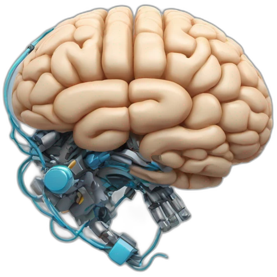 Muscular brain with robotic features emoji