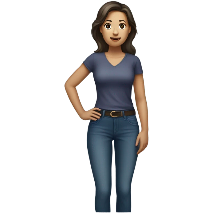 White brunette woman with one hand on hip  emoji