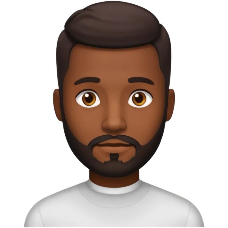 Dark brown skin man with a light beard and a fade haircut with dark brown eyes emoji
