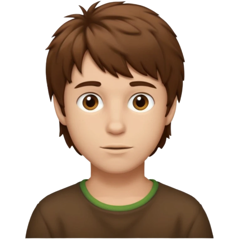 Boy, brown hair, shaggy, ios style emoji