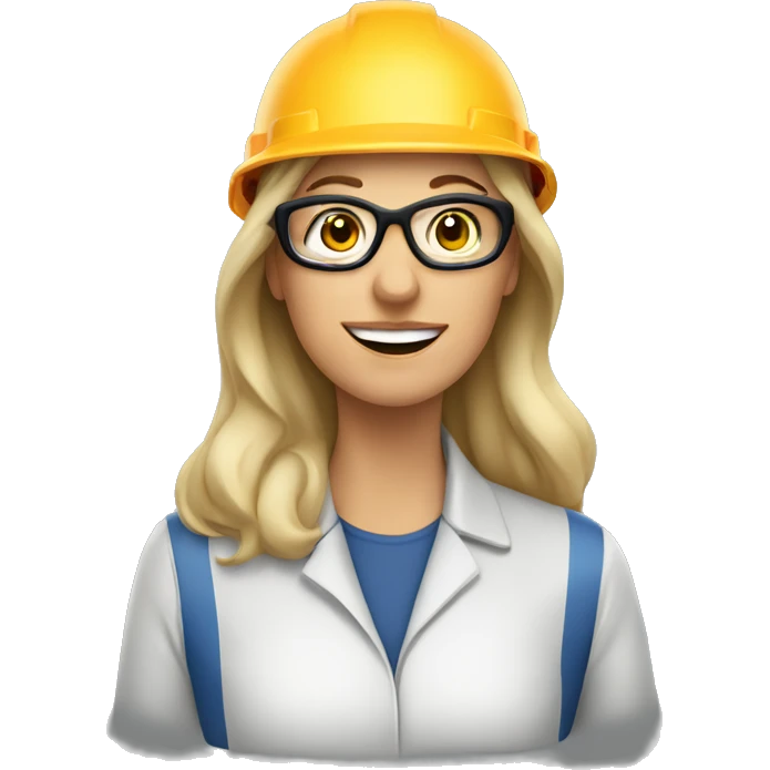 Caucasian woman wearing a safety helmet, safety glasses and earplugs emoji