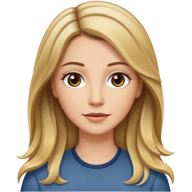 Mulher branca, cabelos longos liso com as pontas ondulado castanho com loiro com luzes  emoji