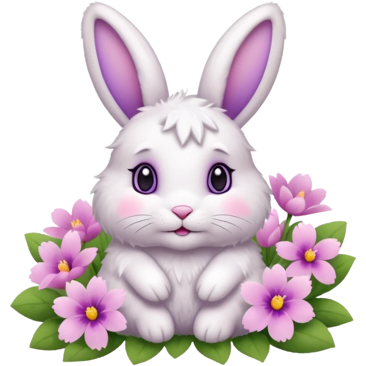 🐰🌸✨ Fluffy bunny in spring flowers emoji
