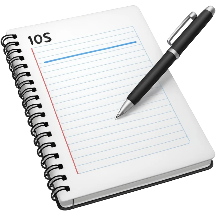 open notebook with numbers and a calculator emoji