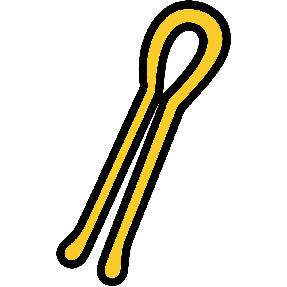 a hairpin, yellow toon style emoji