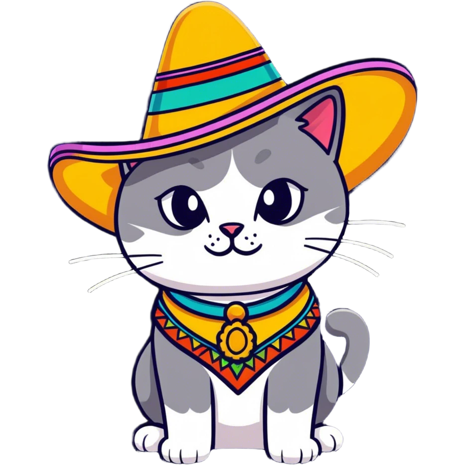 Gato con sombrero y maquillado emoji