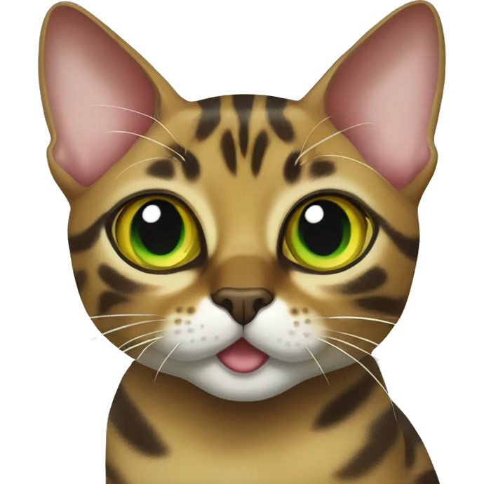  green-eyed bengal cat has a small yellow bow emoji