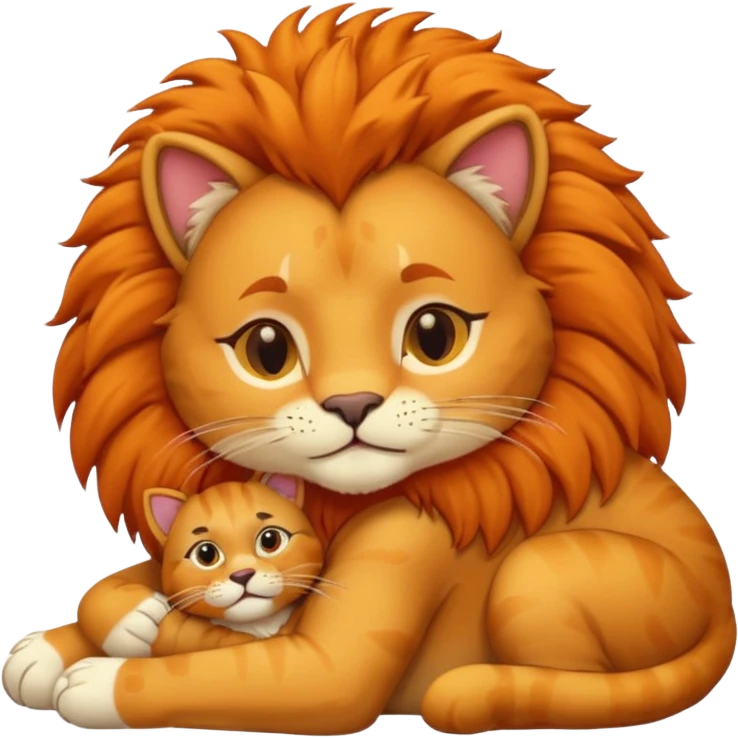 Gata masajeando a leon emoji