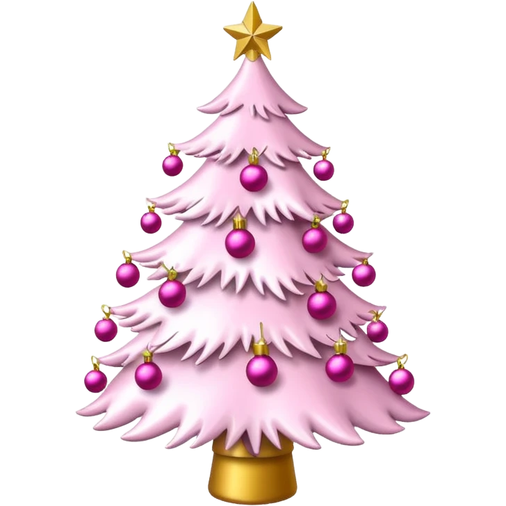 White Christmas tree with pink ornaments emoji